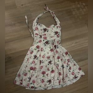 White and Pink Halter Sundress for Weddings